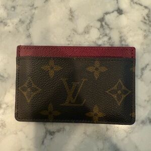 Louis Vuitton Monogram Card Holder in Brown and Red